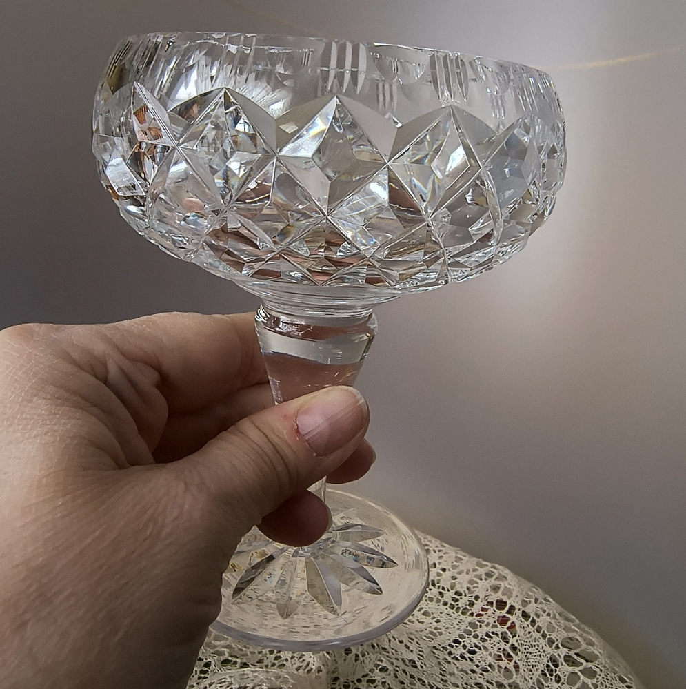 Antique Edinburgh, E & L Crystal, Heavy Cut Crystal Compote, Crystal Gobl